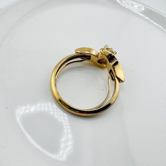 Vintage Blue Topaz Rhinestone Adjustable Ring Glamour Timeless Elegance Retro - Picture 6 of 7